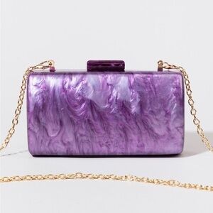 Elsa Acrylic Swirl Rounded Box Purple Clutch Bag